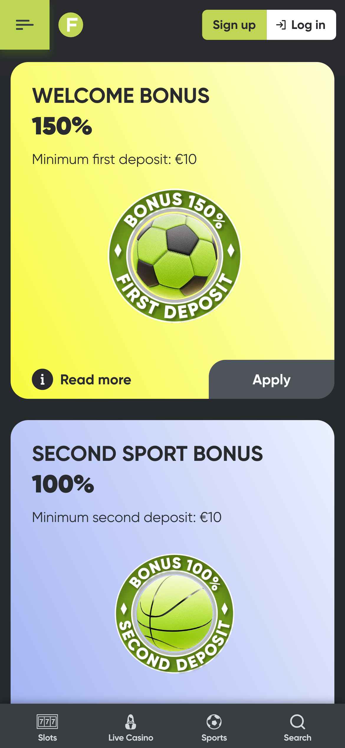 Fresh στοιχηματική. Μπόνους και προσφορές (reload, express, cashback)