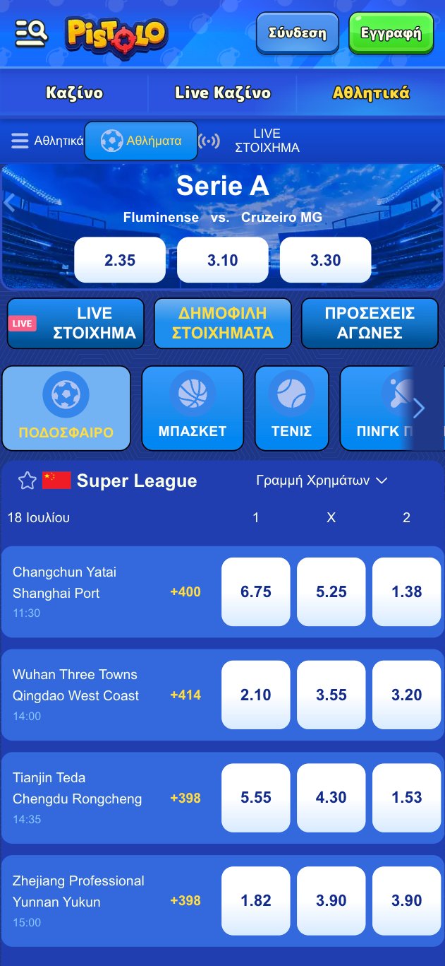 Pistolo στοιχηματική. Αγορές και αποδόσεις στη serie A