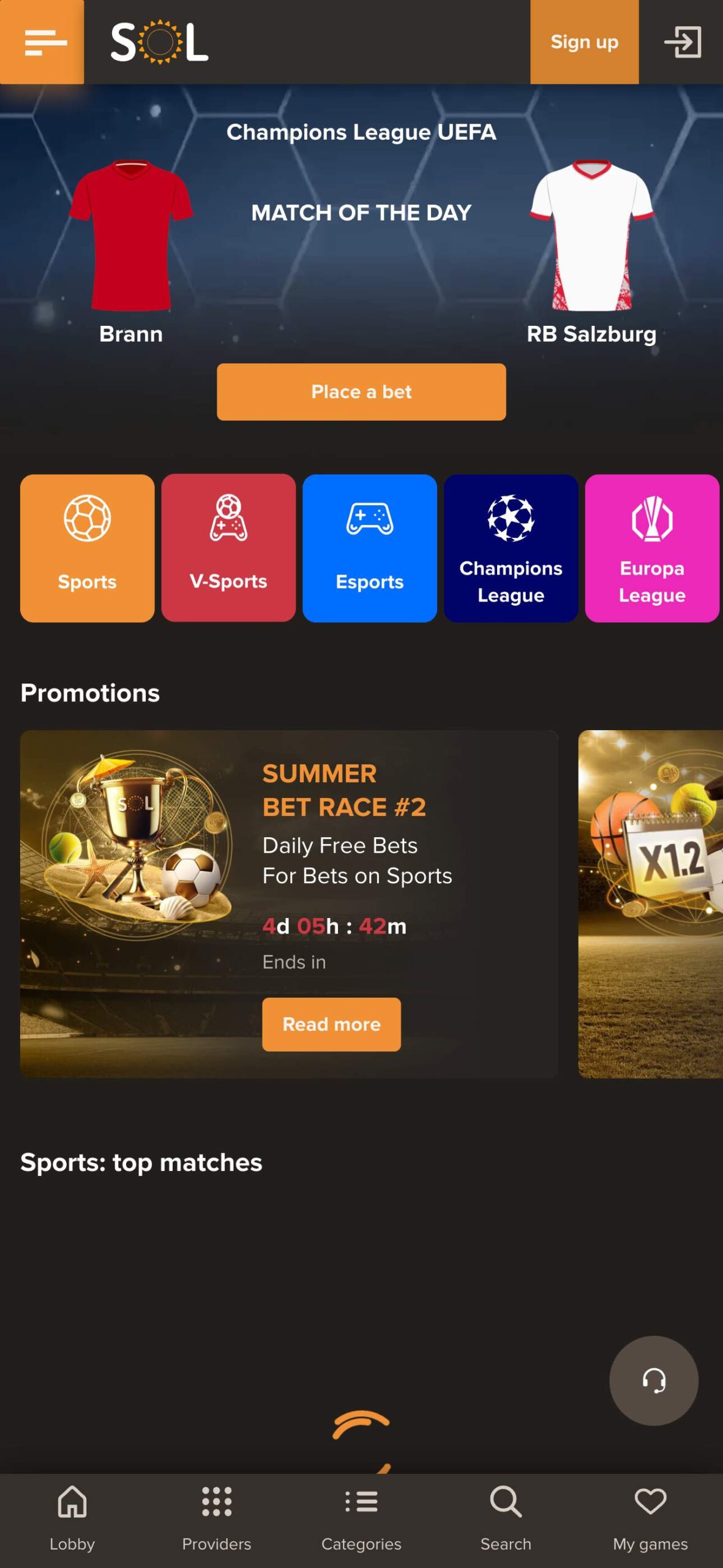 Sol casino στοιχηματική. Μπόνους και προσφορές