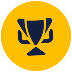 Λογότυπο Stoiximatikesetairies.info με μπλε τρόπαιο σε κίτρινο φόντο