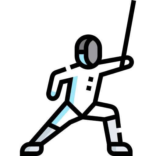 Εικονίδιο ξιφασκίας με αθλητή σε στολή και κράνος