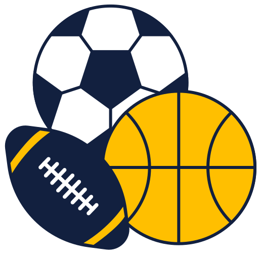 Εικονίδιο με τρεις μπάλες που αντιπροσωπεύουν ποδόσφαιρο, μπάσκετ και αμερικάνικο ποδόσφαιρο.
