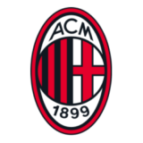 Λογότυπο AC Milan με κόκκινο σταυρό και μαύρες-κόκκινες κάθετες γραμμές