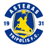 Λογότυπο Αστέρα Τρίπολης με μπλε και κίτρινο σχέδιο και αστέρι στην κορυφή