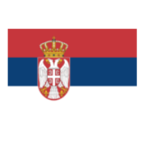 Σημαία Σερβίας με κόκκινο, μπλε, λευκό και θυρεό με στέμμα