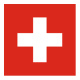 Σημαία Ελβετίας με λευκό σταυρό σε κόκκινο τετράγωνο φόντο
