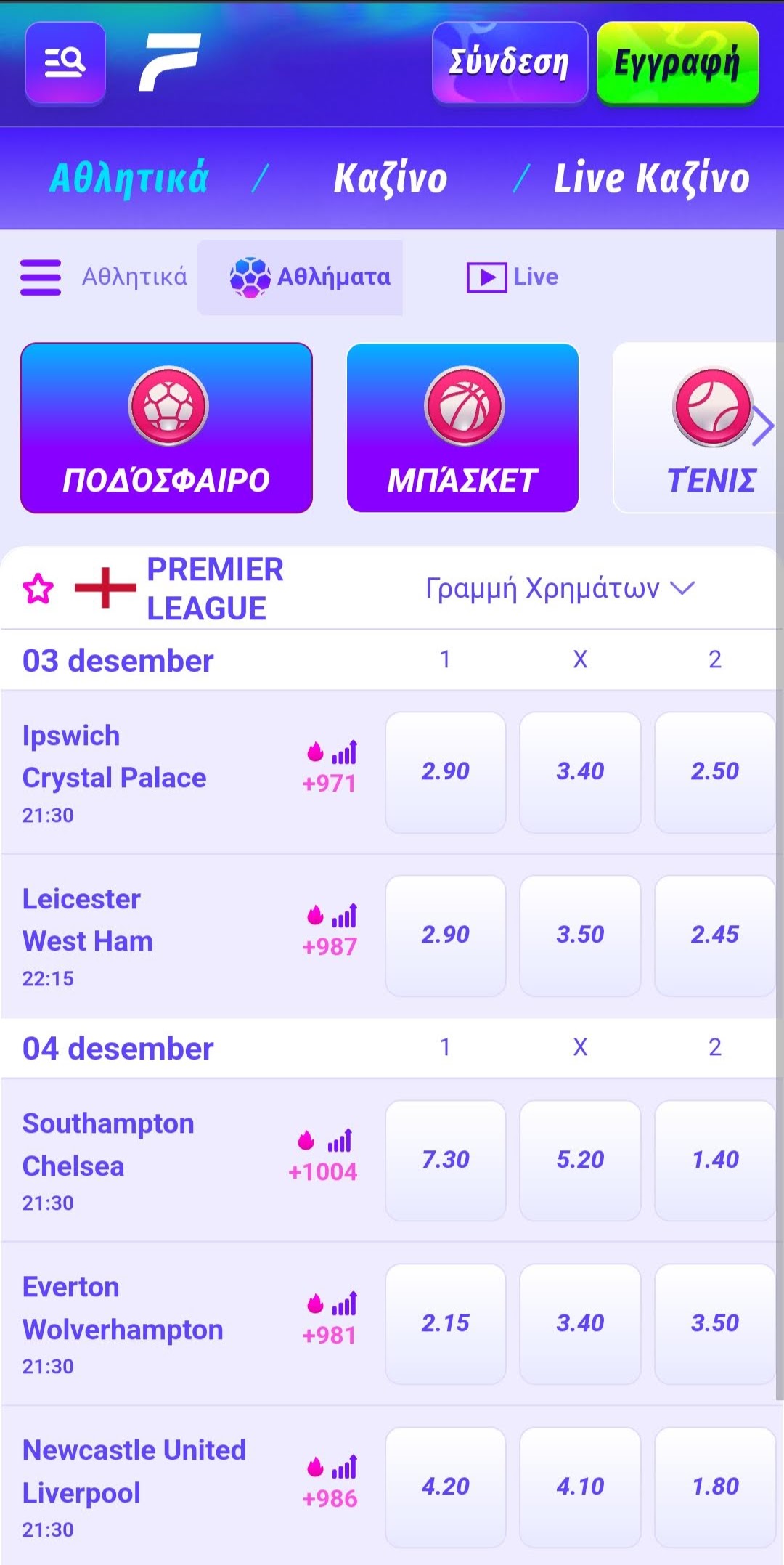 Αγορές στοιχημάτων Funbet