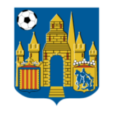 Έμβλημα της Βέστερλο με χρυσό κάστρο, ποδοσφαιρική μπάλα και μπλε φόντο