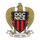 Λογότυπο της OGC Nice με χρυσό αετό και θυρεό.