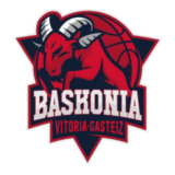 Λογότυπο Baskonia με κόκκινο ταύρο και μπάσκετ
