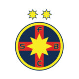Λογότυπο της FCSB με κίτρινο αστέρι στο κέντρο και δύο αστέρια στην κορυφή