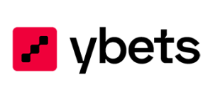 Λογότυπο Ybets με κόκκινο τετράγωνο και μαύρο κείμενο