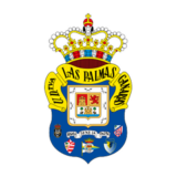 Έμβλημα της UD Las Palmas με στέμμα, θυρεούς και μπλε-κίτρινα χρώματα