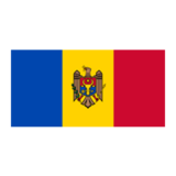 Σημαία της Μολδαβίας με μπλε, κίτρινη, κόκκινη ρίγα και εθνικό έμβλημα στο κέντρο